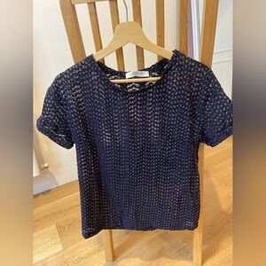 Navy Blue Lace Women's Top